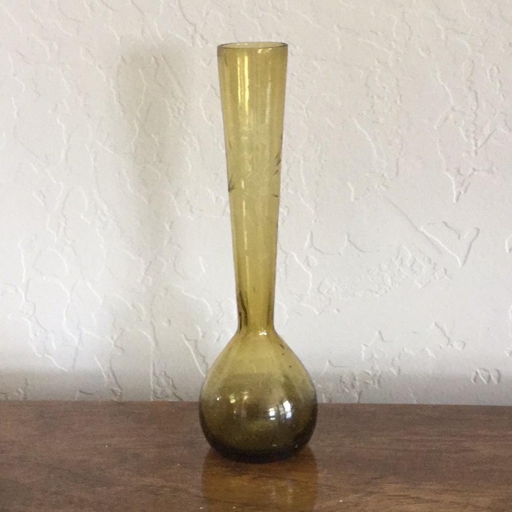 Vintage Amber Bud Vase